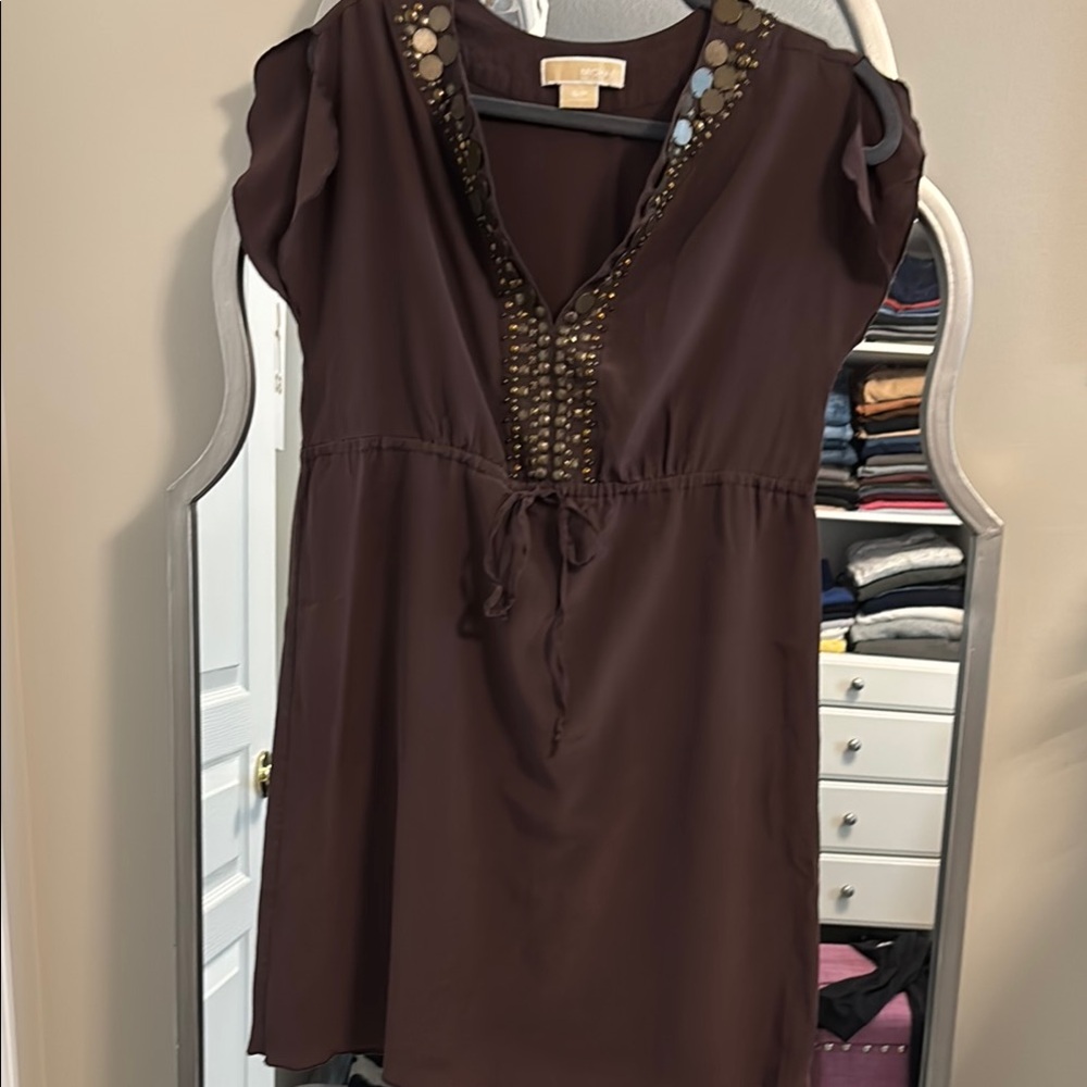 Brown silk Michael Kors beach cover up